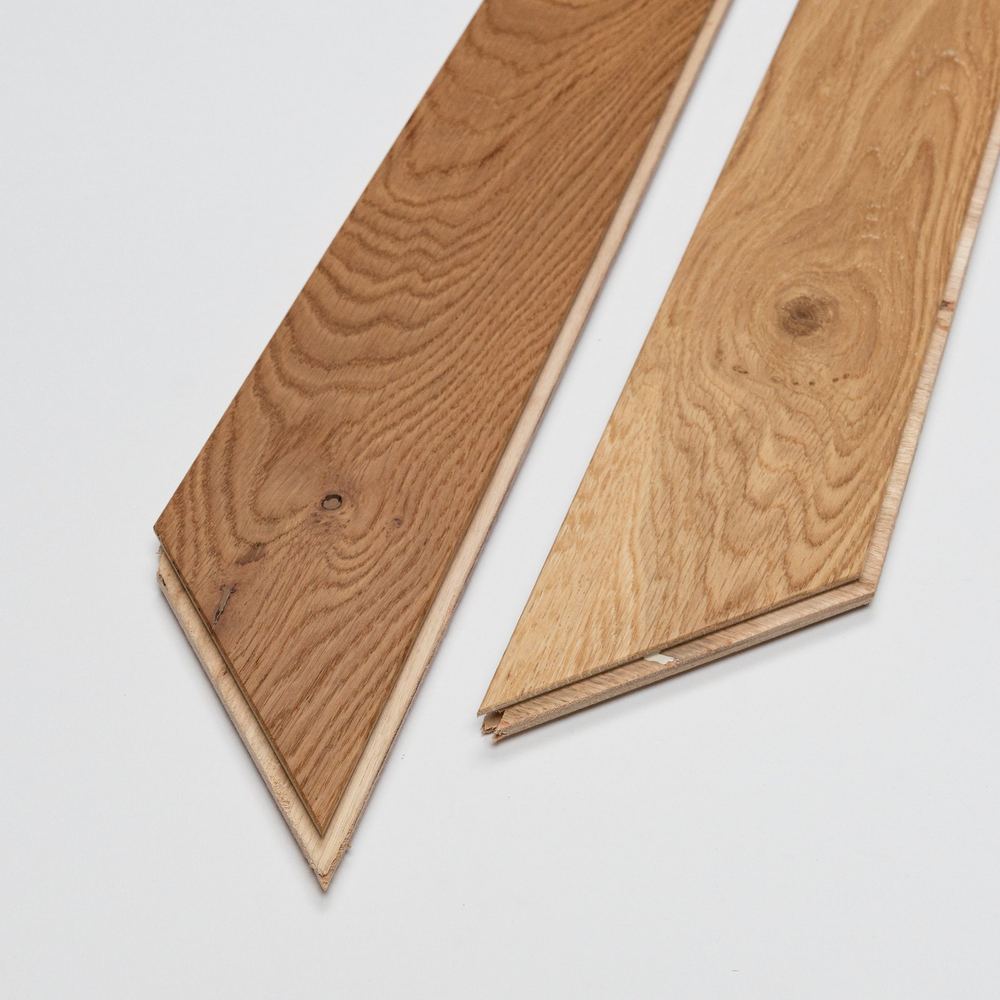 14mm Engineered Wood Chevron Click System Brushed Lacquered / Lac Modern Line Narrow Planks Mid Oak Classic
