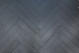 10mm Engineered Wood Herringbone Tongue & Groove Galaxy Black Brushed Lacquered / Lac 10mm Herringbone Narrow Planks Mid Oak Light - Image 2