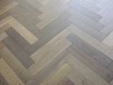 14mm Engineered Wood Herringbone Click System UV Oiled Project Line Narrow Planks Cool Mid Grey - Image 1