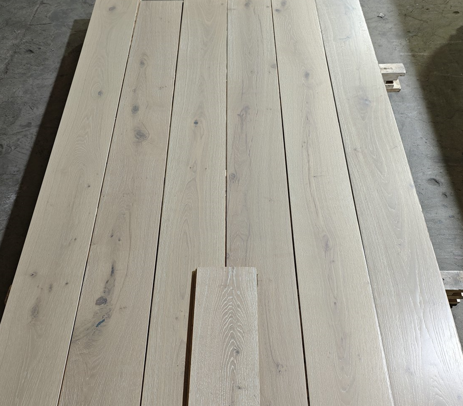 14mm Engineered Wood Straight Plank Tongue & Groove White Brushed Lacquered / Lac Trade Smart Collection Wide Planks