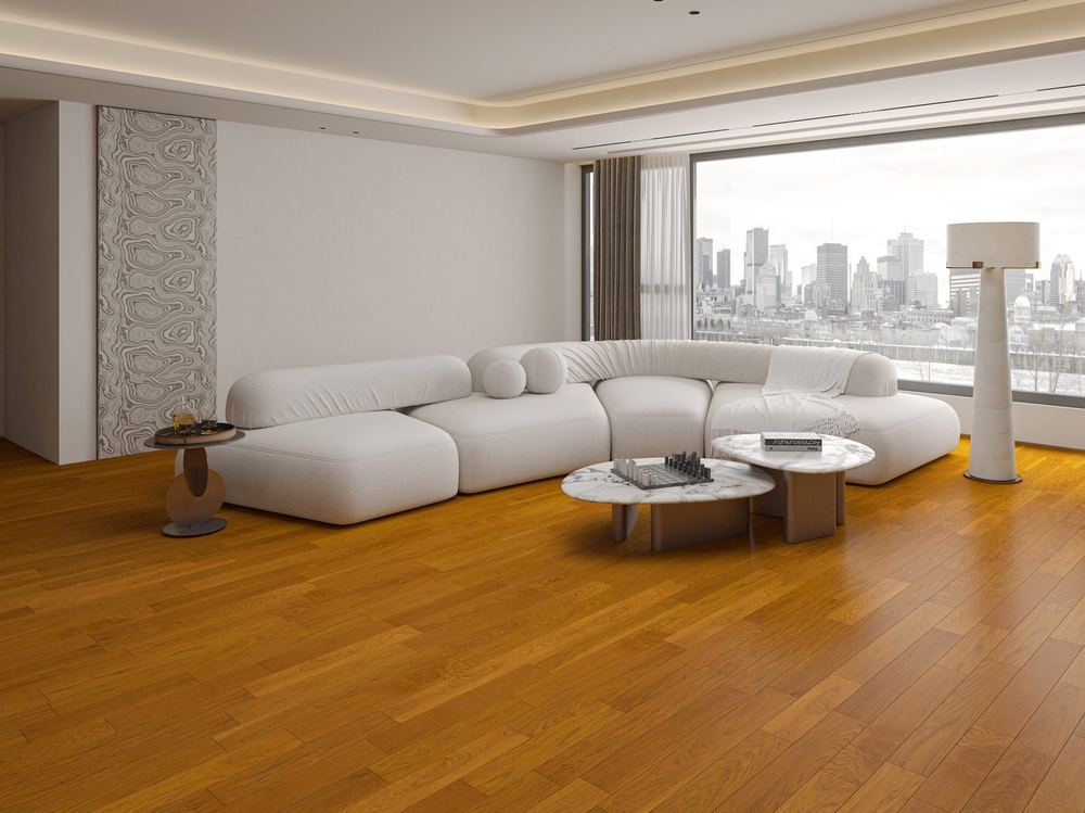 14mm Engineered Wood Straight Plank Tongue & Groove Golden Wheat Classic Builder's Line Mid Oak Rich
