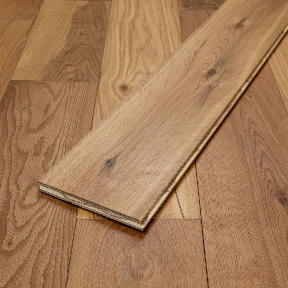 14mm Engineered Wood Straight Plank Tongue & Groove Oiled Builder's Line Mid Oak Light