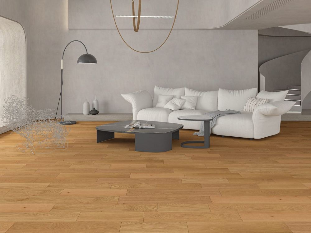14mm Engineered Wood Straight Plank Tongue & Groove Natural Brushed Classic Oiled Builder's Line Mid Oak Light