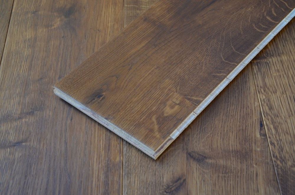 14mm Engineered Wood Straight Plank Tongue & Groove Classic Oiled Smoked / Double Smoked Master Line Wide Planks Dark Brown