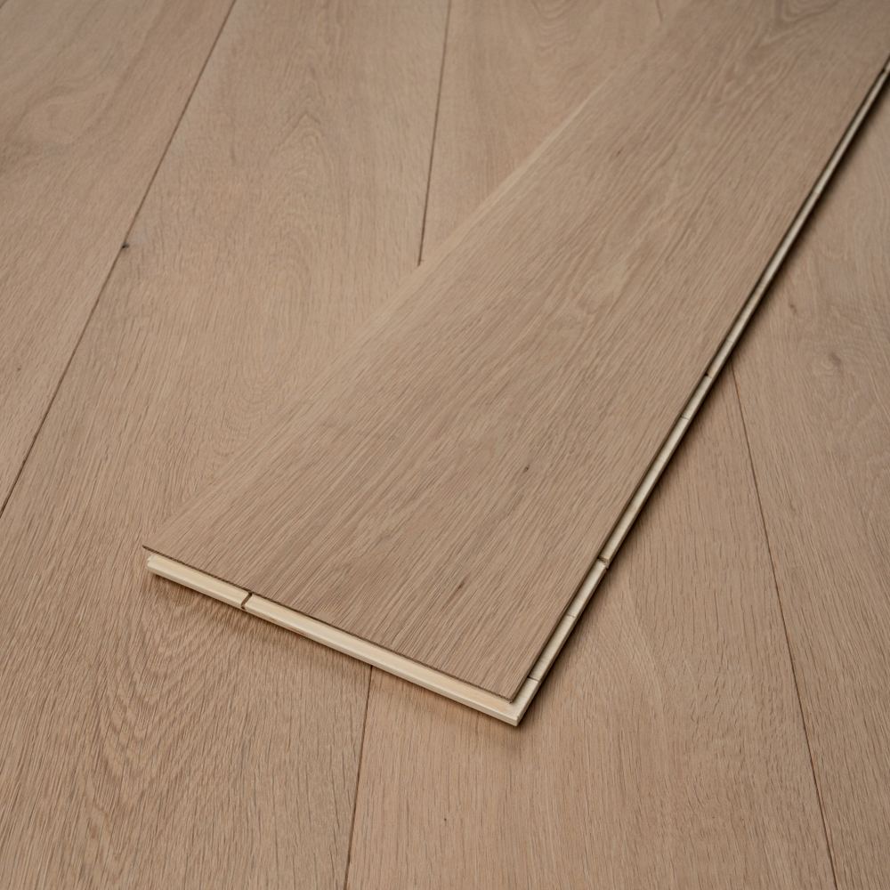 14mm Engineered Wood Straight Plank Tongue & Groove Unfinished Unfinished Flooring Wide Planks Mid Oak Light