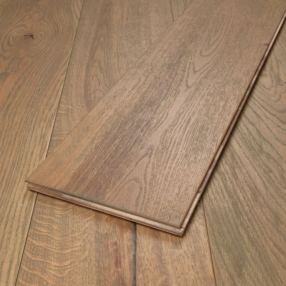 15mm Engineered Wood Straight Plank Tongue & Groove Brushed Distressed Heritage Collection Wide Planks Cool Mid Grey