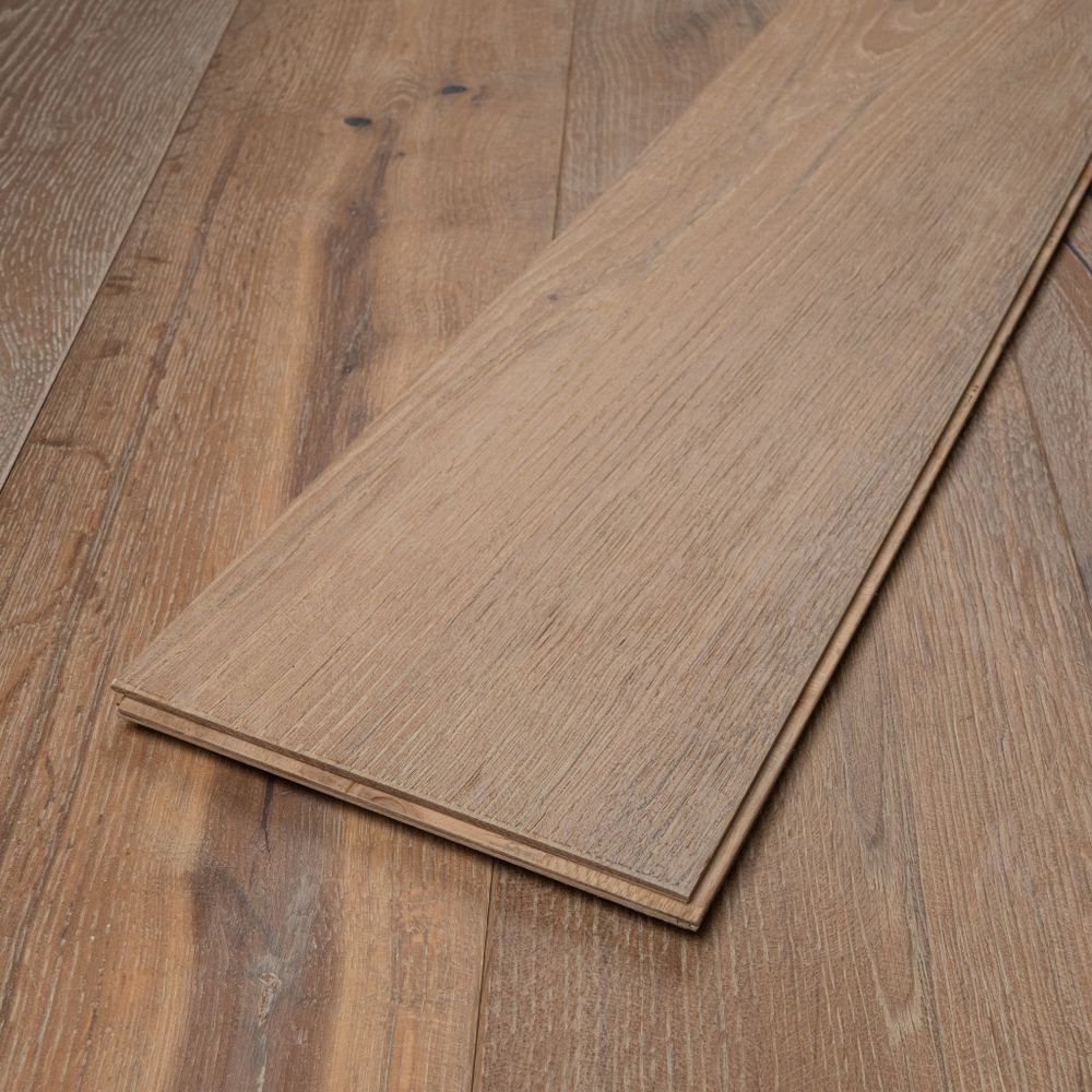 15mm Engineered Wood Straight Plank Tongue & Groove Brushed Distressed Smoked / Double Smoked Heritage Collection Wide Planks Pale/White