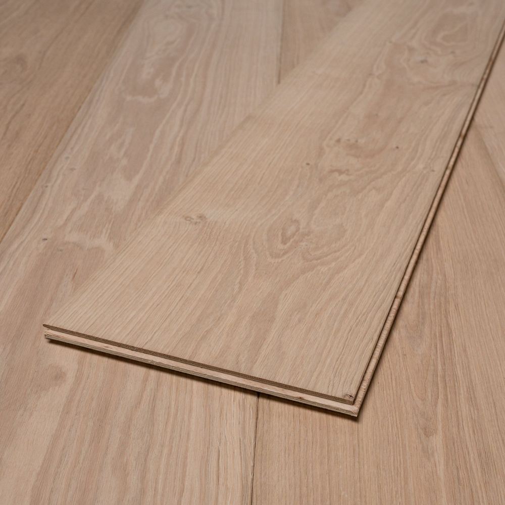 15mm Engineered Wood Straight Plank Click System Classic Unfinished Unfinished Flooring Wide Planks Mid Oak Light