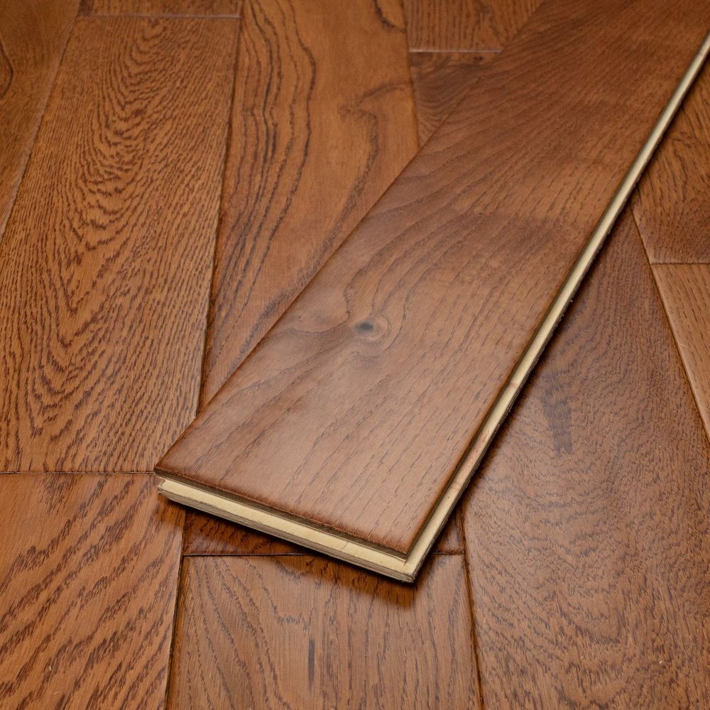 18mm Engineered Wood Straight Plank Click System Lacquered / Lac Traditional Line #N/A Mid Oak Rich