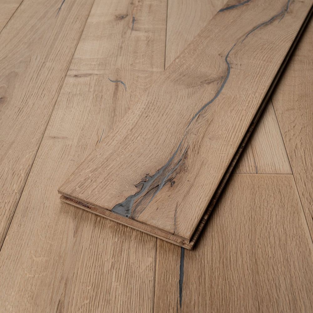 20mm Engineered Wood Straight Plank Click System Antique Distressed Unfinished Unfinished Flooring Wide Planks Light