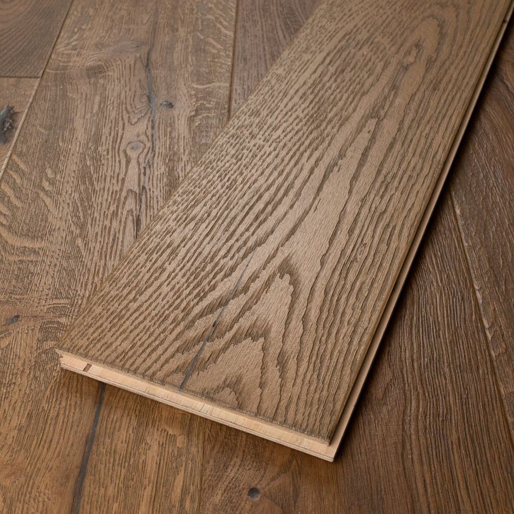 20mm Engineered Wood Straight Plank Tongue & Groove Antique Brushed Distressed Heritage Collection Wide Planks Light