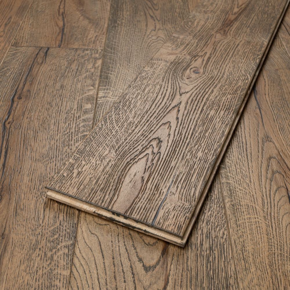 20mm Engineered Wood Straight Plank Tongue & Groove Antique Brushed Distressed Heritage Collection Wide Planks Charcoal/Black