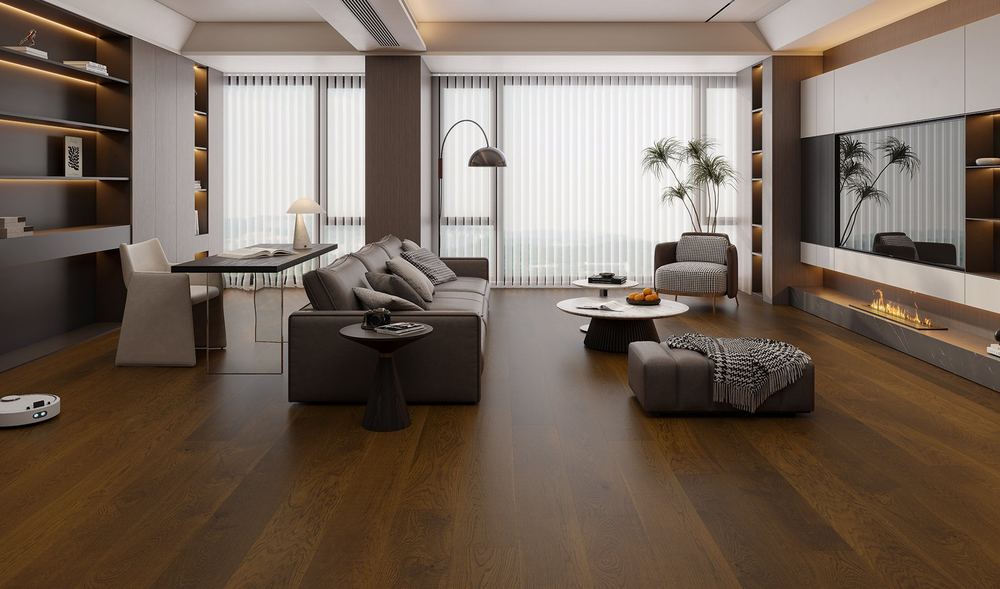 14mm Engineered Wood Straight Plank Tongue & Groove Brown Brushed UV Oiled Vibrant Collection Wide Planks Mid Oak Rich