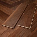 14mm Engineered Wood Herringbone Tongue & Groove Walnut American Black Lacquered / Lac Select Prestige Collection Dark Brown - Image 1