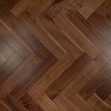 14mm Engineered Wood Herringbone Tongue & Groove Walnut American Black Lacquered / Lac Select Prestige Collection Dark Brown - Image 4