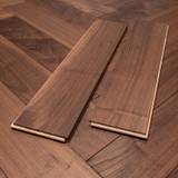 14mm Engineered Wood Herringbone Tongue & Groove Walnut American Black Lacquered / Lac Select UV Oiled Prestige Collection Dark Brown - Image 1